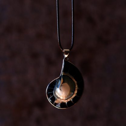 Artisan Sterling Silver Seashell Pendant Black
