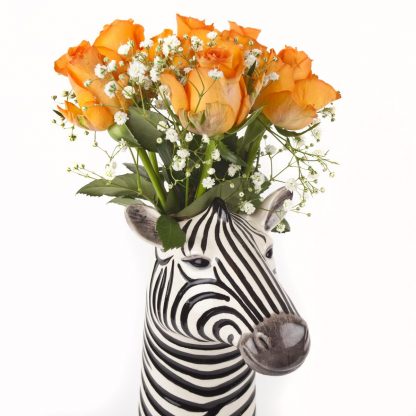 Charming Ceramic Zebra Flower Vase - Large
