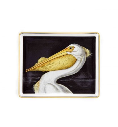 Delightful White Pelican Porcelain Tray Audubon