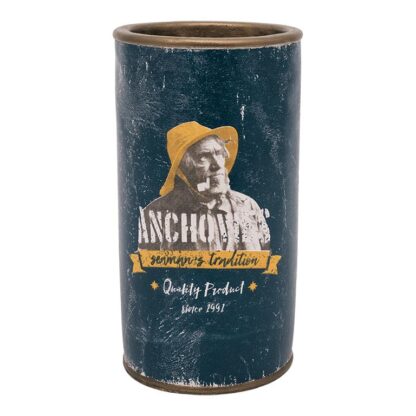 Vintage Anchovies Can Illustration Cement Pot