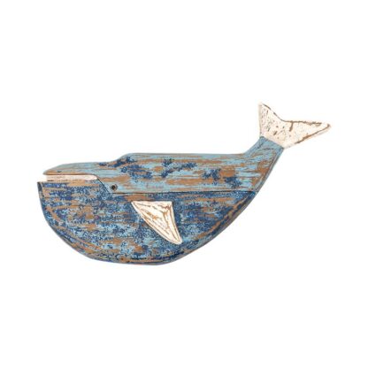 Charming Wooden Blue Whale Wall Sign