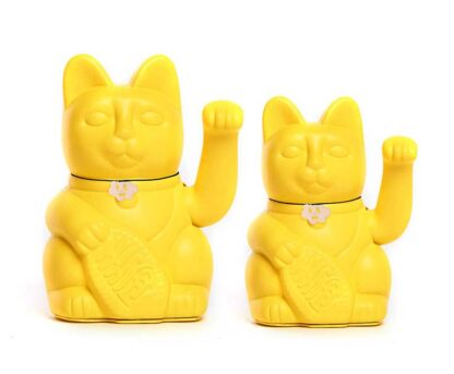 Maneki-neko Japanese Lucky Cat Lemon Yellow